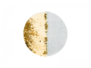 Sublimation Flip Sequins Adhesive White Base (Round, Gold w/ White)