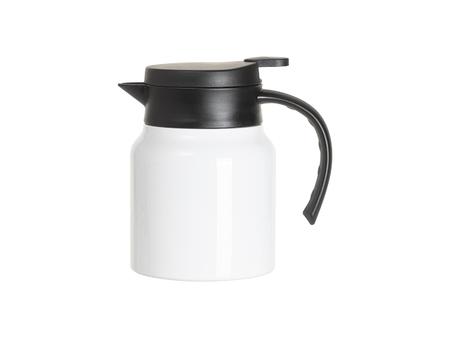 Cafetera Acero Inoxidable 32oz/1000ml con Tapa y Pajita Negra y Asa (Blanco)