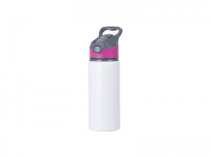 22oz/650ml Sublimation Blanks Alu Water Bottle with Color Cap (White)