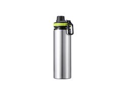 Botella Aluminio 25OZ/850ml Tapa Verde (Plateado)