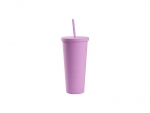 24oz/700ml Double Wall Plastic Tumbler with Straw &amp; Lid (Paint, Light Purple)