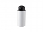 12oz/360ml Sublimation Blanks Kids Stainless Steel Bottle With Silicon Straw &amp; Black Cap (White)