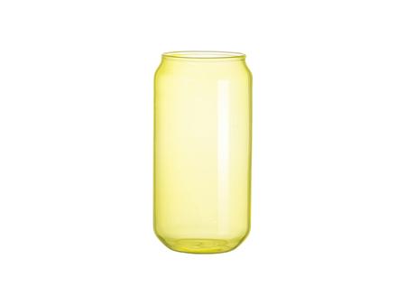 Vaso de Cristal con Forma de Lata 18oz/550ml Full color con tapa de bambú (Amarillo)