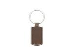 Engraving Blanks Metal Keyring  w/ Engravable Leather (RND Corner Rect, Brown)