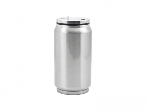 Sublimation 10oz/300ml Stainless Steel Coke Can with Straw(Silver)