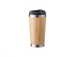 17oz/500ml Engraving Blanks Bamboo Thermal Tumbler w/ Black Lid