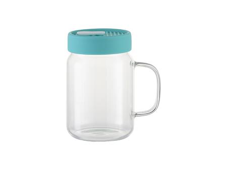 Mason Jar de Cristal 20oz/600ml con tapa de silicona (Transparente, Verde Menta)