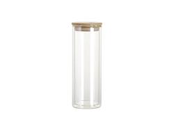 Garrafa Fina Dupla Capa Vidro Transparente 20oz/600ml com Tampa de Bambu