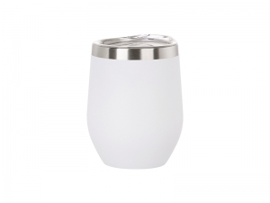 Sublimation Blanks 12oz/360ml Powder Coated Stainless SS Wine Cup (White, Matt Sub Coating)