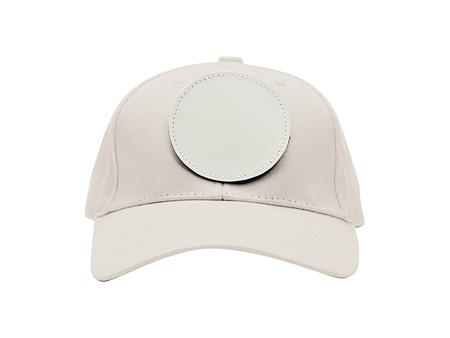 Cotton Cap with 3&quot; White Round Sub PU Leather Patch (Khaki)
