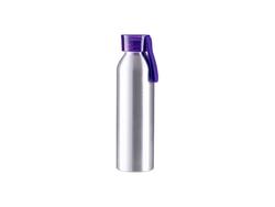 Botella Deportiva Slim Aluminio Plateada 22oz/650ml con Tapa morada