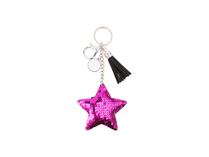 Llaveroo Estrella Lentejuelas con borda (Magenta)