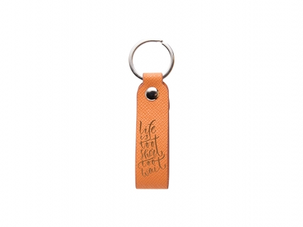 Laser Engraving PU Leather Keychain (Handle,Orange)