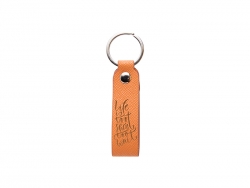 Laser Engraving PU Leather Keychain (Handle,Orange)