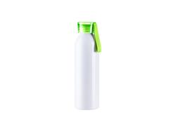 Garrafa Sport Slim Alumínio Branca 22oz/650ml com Tampa verde clara