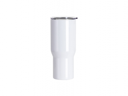 Sublimation Blanks 25oz/750ml Stainless Steel Travel Tumbler with Clear Flat Lid (White)