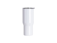 Sublimation Blanks 25oz/750ml Stainless Steel Travel Tumbler with Clear Flat Lid (White)