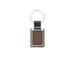 Engraving Blanks Metal  Rotatable Keyring  w/ Engravable Leather (Rect, Brown)