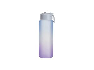 Sublimation 32oz/950ml Frosted Glass Sports Bottle w/ Grey Straw Lid (Gradient Color Blue &amp; Purple)