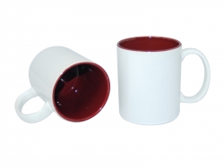 Mug blanc 330 ml avec intérieur rouge bordeaux Sublimation Transfert Thermique