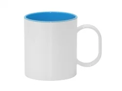 Mug en plastique blanc avec couvercle - PrintFabrik Matériel et Articles  pour la sublimation