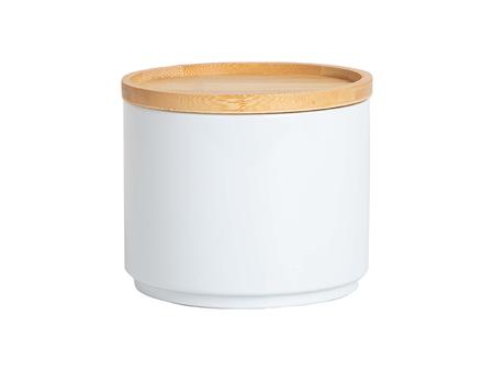 Stackable Sublimation Tin Canister w/  Bamboo Lid