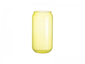 Sublimation Blanks 18oz/550ml Full Color Can Glass Mug with Straw(Yellow)