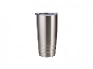 Engraving Blanks 20oz/600ml Powder Coated SS Tumbler with Ringneck (Silver)