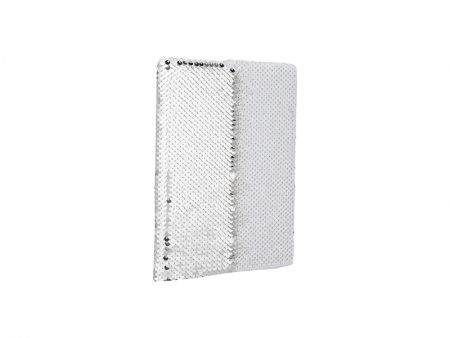 Cuaderno Lentejuelas A5 (Plateado Con Blanco)