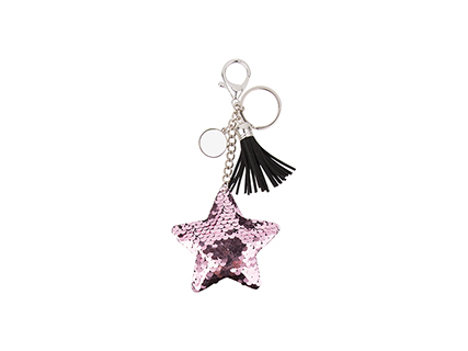 Porta-Chaves Estrela Lentejoulas com borda (Rosa)