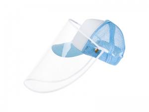 Sublimation Kids Mesh Cap w/ Removable Face Shield (Light Blue)