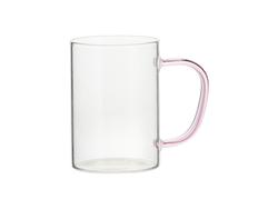 Caneca Vidro 12oz/360ml com Asa Rosa (Transparente)