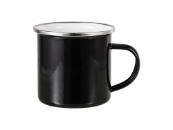 Caneca Esmaltada Base Plana 12oz - Preto