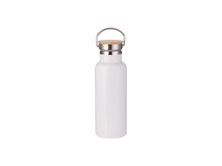 Sublimation 500ml/17oz Portable Bamboo Lid Stainless Steel Bottle (White)