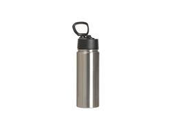 Garrafa de Água Inox 27oz/800ml com Canudo e Tampa Preta (Prateado, uma capa)Quantidade mínima 2000uds