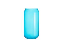 Copo de Vidro com Forma de Lata 18oz/550ml full color com Tampa de bambu (Azul)