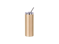 Sublimation 20oz/600ml Glitter Stainless Steel Skinny Tumbler with Straw &amp; Lid (Gold)