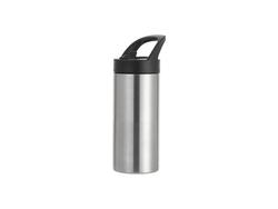 Tumbler Fino Inox 16oz/480ml com Canudo e Tampa Preta Portátil (Prateado)Quantidade mínima 1000uds